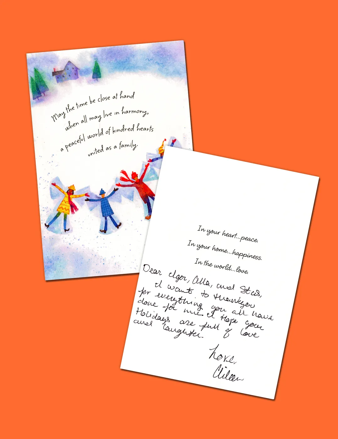 Two handwritten family notes displayed together