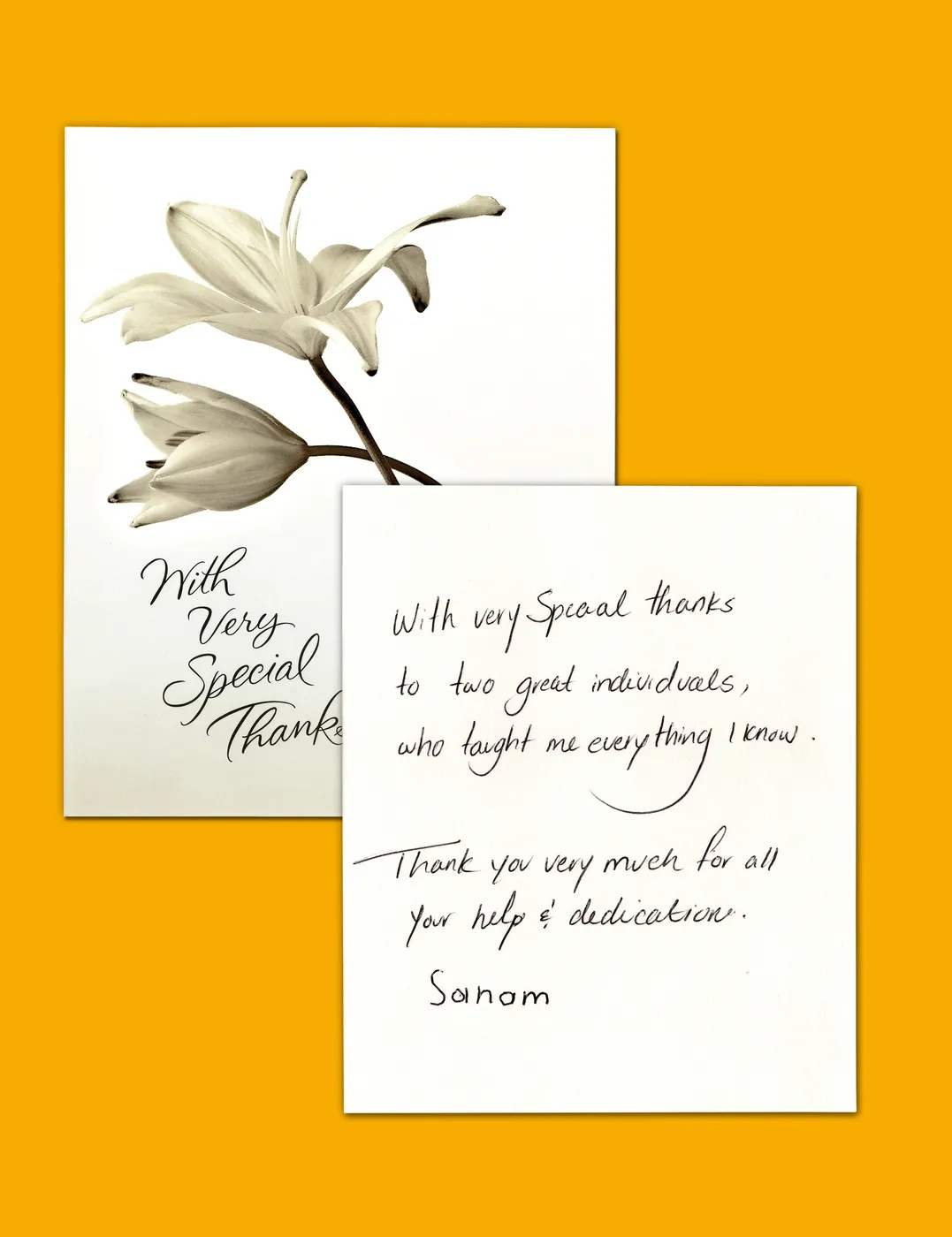 A family card and handwritten note to Starbright
